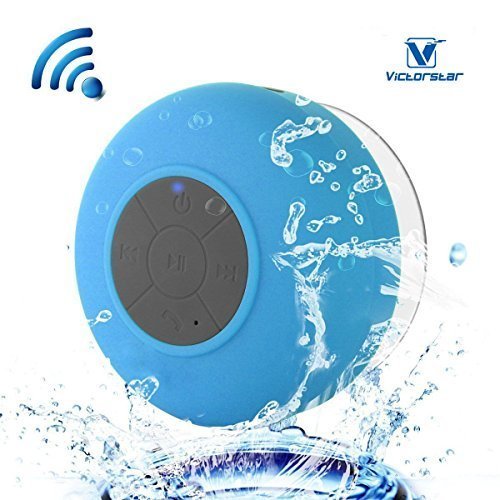 Resistente al agua Bluetooth 3.0 Ducha Altavoz, Altavoz Portátil de Manos Libres con Mic Incorporado, 6h de Tiempo de Juego, Botones de Control y Ventosa Dedicado para Duchas,Cuarto de baño,Piscina,Barco,Coche, Playa,al aire libre Usar (Blue)