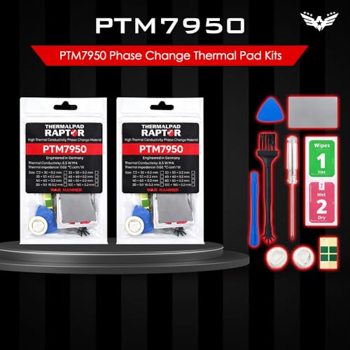 Image of WAR HAMMER Raptor PTM7950 Phase Change GPU Thermal Pad, Ultra High Performance Silicone Grease 8.5W /mK CPU Thermal Paste for PS5 CPU GPU SSD M.2 Laptop, German Engineered (40 x 80 x 0.2mm)