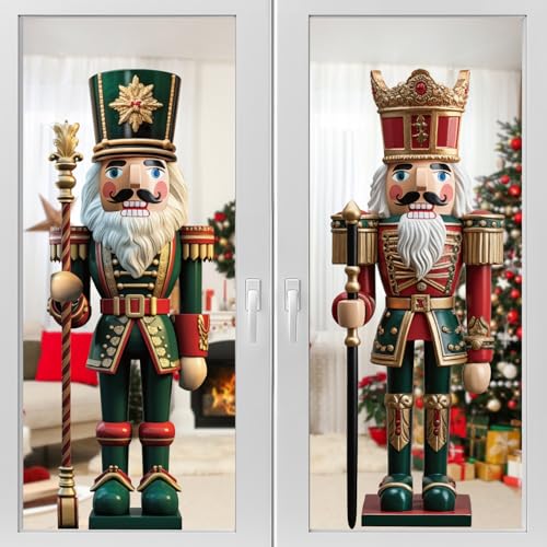 LOMIMOS Christmas Window Cling Sticker Decorations,Extra Large 3D-Effect Nutcracker Soldiers