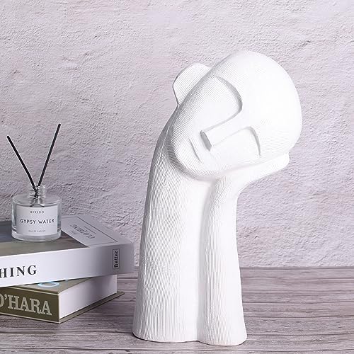 XIAOMAGG Sculpture en céramique blanche Le Penseur, 38 cm de haut, style contemporain – Décoration de la maison