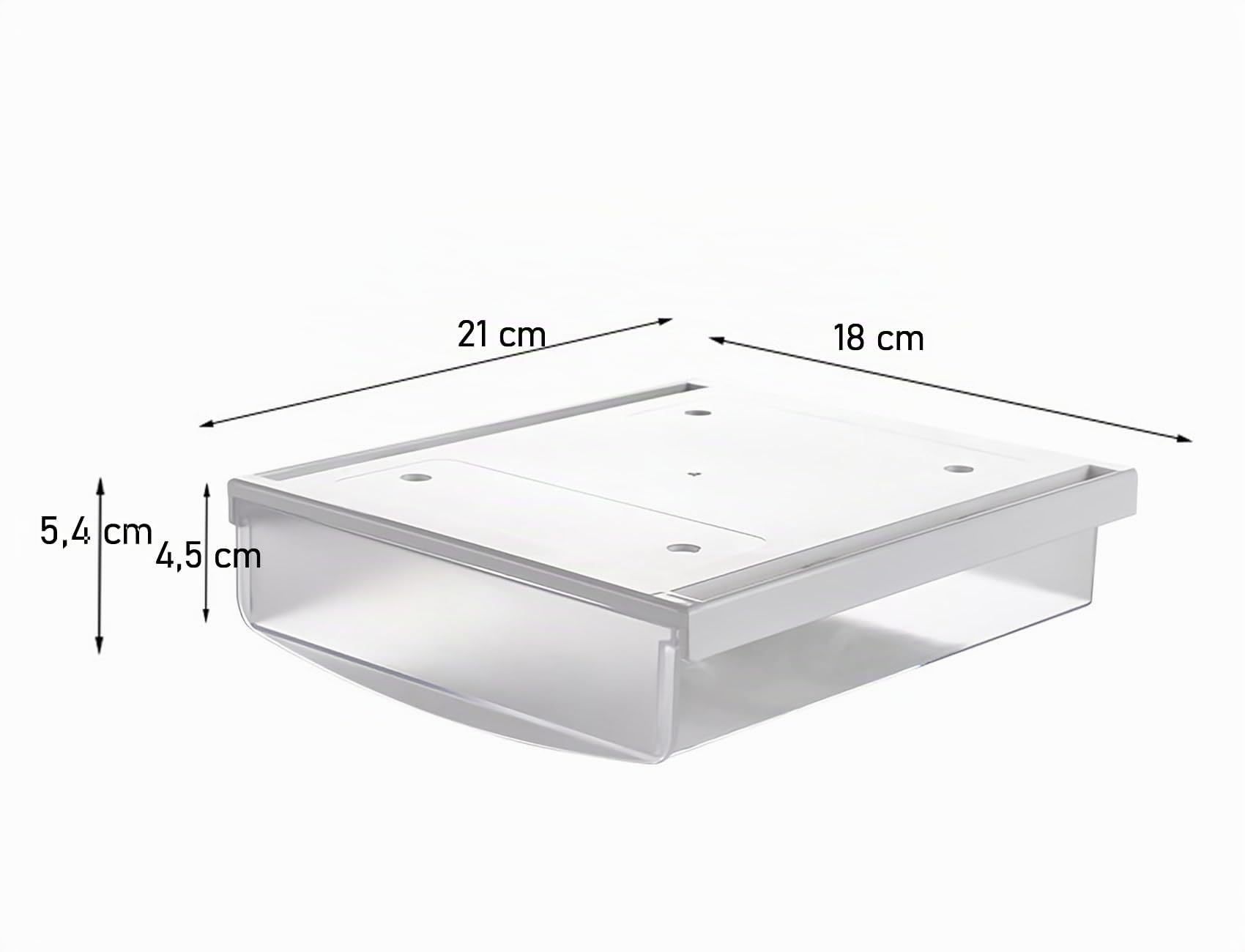 TUKA-i-AKUT 2X 1,7L Cassetti Sotto Scrivania, 21x18x5,4cmcm Autoadesivo Nascosta Cassetto Sottostruttura per Scrivania/Mobile/Libreria/Mobile da Cucina ecc. 2 Unità Glassato Traslucido TKD8608