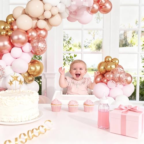 Arche de ballons rose et dorée : la solution simple pour un décor de fête chic
