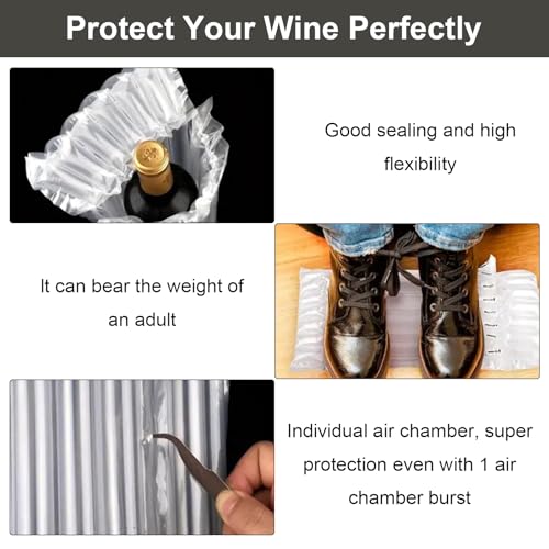 Weinflaschenschutz,10pc Luftpolsterbeutel,Weinflaschen Verpackung,Bubble Wrap Packaging,Bubble Bag,für Transport und sichere Verpackung,aufblasbare Luftsäulen mit Luftpumpe(Zufällige Farbe)