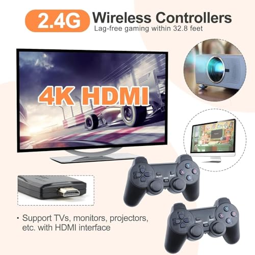 Image of New Upgraded 4k TV Video Game Gaming System, Plug & Play Video TV Games HD with Wireless 2 Controllers for Men /Women /Girls /Boys /Adult /Kids (Black)