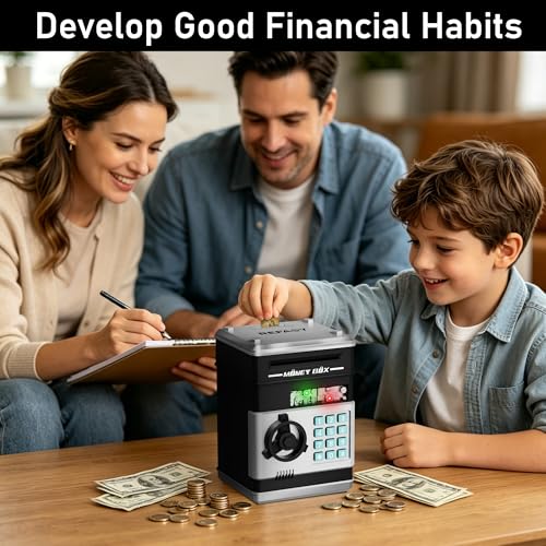 Image of Refasy Piggy Bank Cash Coin Can ATM Bank Electronic Coin Money Bank for Kids Age 3-12, Money Savings Box Mini ATM Coin Bank Toys Gifts for 3 4 5 6 7 8 9 10 11 12 Year Old Boys Girls