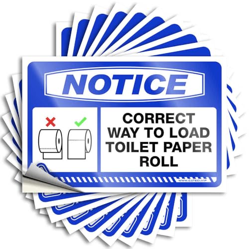 Tool Decal Notice Correct Way to Load Toilet Paper Roll Stickers 10Pcs Bumper Stickers Funny Bumper Stickers for Adults(6X9CM)