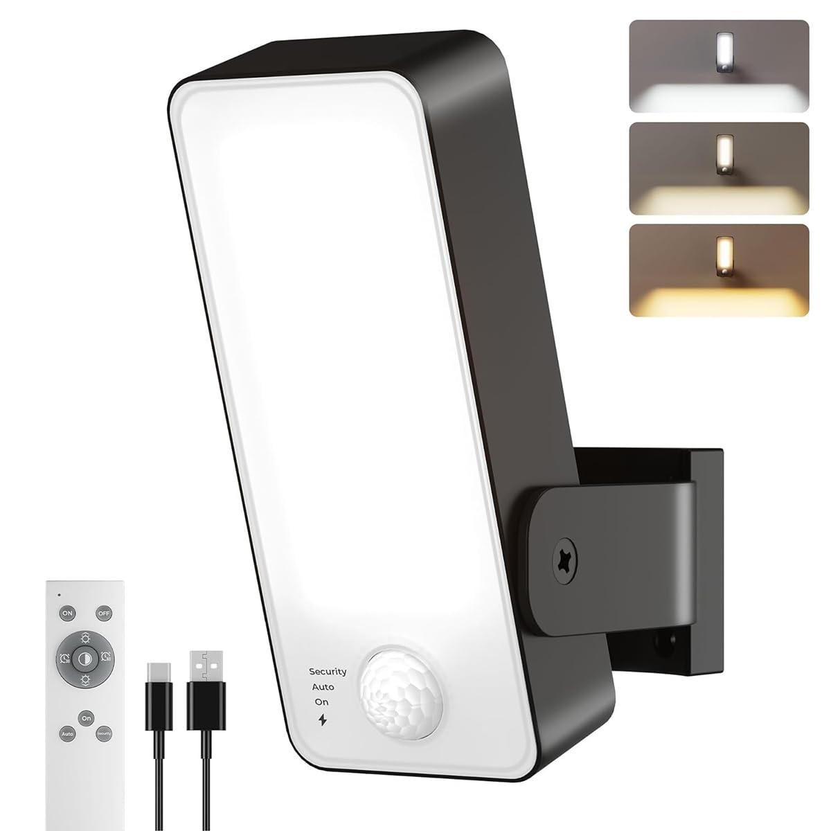 ELEPHANTBOAT® Motion Activated LED Wall Lamp Night with Remote, 3-Color LED Dimmable Light Lamp USB Rechargeable 10000mAh Waterproof Indoor Outdoor Smart Sensor Light for Bedroom, Porch, Hallway-image-47