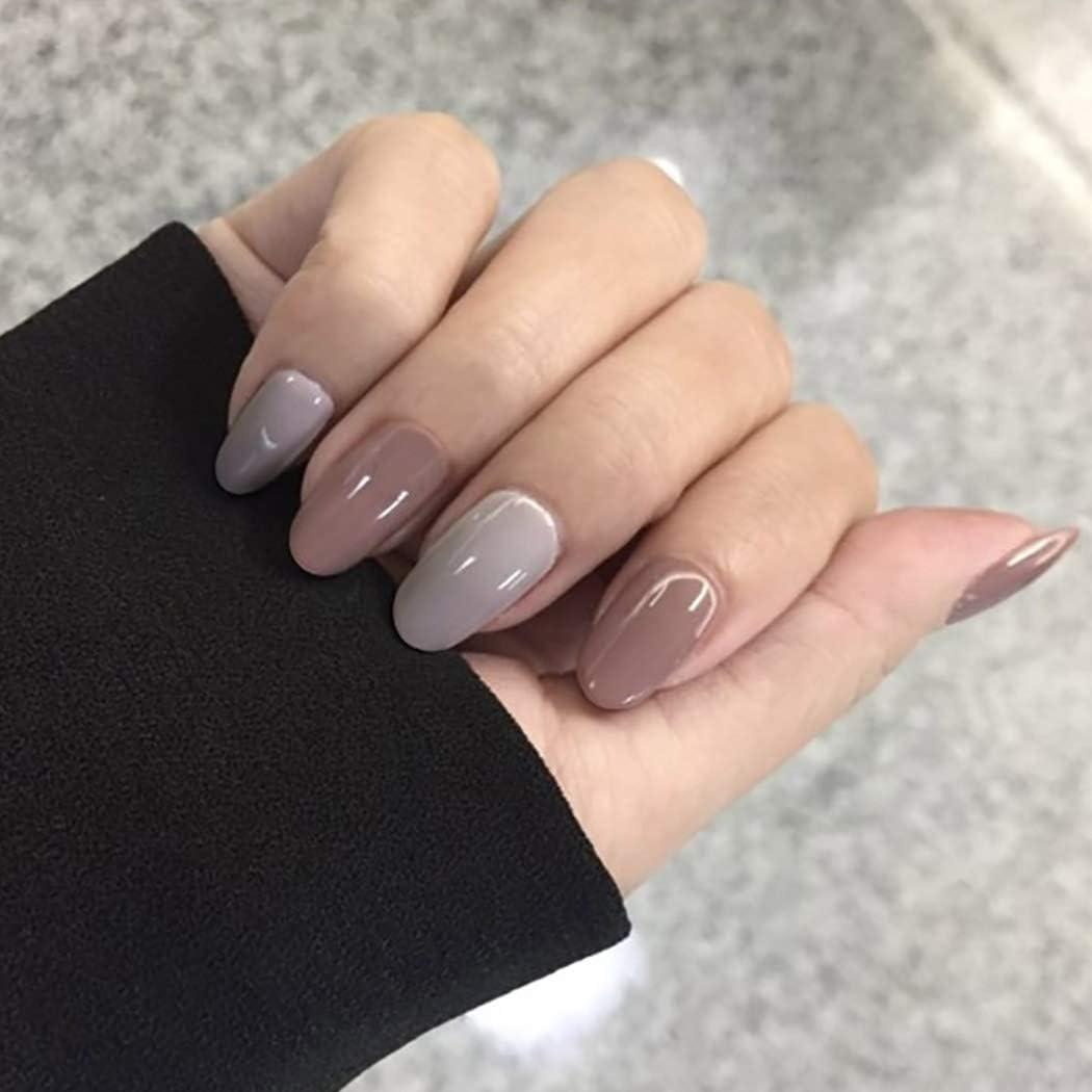 Fdesigner Fake Nails Multi-colored Full Cover False Nail Decoration Oval Acrylic Nail Art Tips Regular Press on Nails Artificial Nail Art Accessories for Women and Girls (Style Ⅴ)