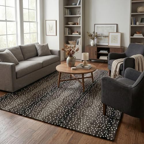 Image of Restoration and Renovation Antelope Cheetah Blue Animal Contemporary Handmade 100% Woolen Area Rugs & Carpets (Mink, 2.6' x 10')