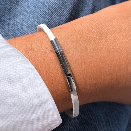 LES POULETTES JEWELS - Bracelet Women Simple Flat Leather Stainless Steel Clasp3