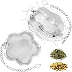 2 Pack Tea Infuser for Loose Tea,2.3 inch Flower Design Stainless Steel Tea Ball,Fine Mesh Tea Strainer with Extended Chain Hook for Brew Tea, Spices & Seasonings