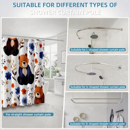 Rideau douche ours en polyester imperméable haut de gamme avec ourlet lesté - 6