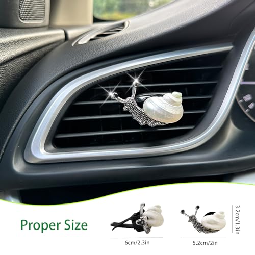 Image of ORIESSE Snail Air Vent Clip Natural Conch Shell Made Car Air Freshener Outlet Clip Cute Animal Car Accessories for Women Refillable Car Diffusers Clips (Pearlescent)