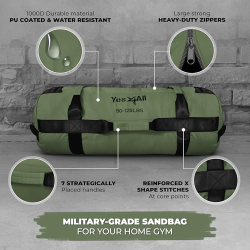 Yes4All Sandbags for Working Out, Adjustable Sand Bags for Weight Training with Handles, Multiple Colors & Sizes 5-200lbs2