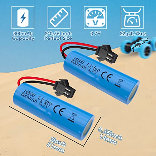 Image of 3.7V 800mah Li-ion Battery 2Pack with USB Chargers SM-2P Plug RC Rechargeable Battery Compatible with Remote Control Cars E35 DE38 DE40 DE50 DE55 TB202 TM141 Toy Cars 2Pack