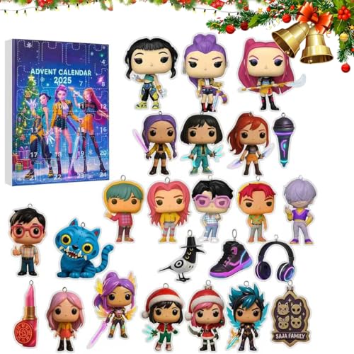 Demon Hunters Advent calendar 2025 with 24 Acrylic Keychain Toys Gifts,Christmas Decorations Advent Calendar for Kids Adult Teens Suitable for Christmas Tree,Keys, Phones, Backpacksetc
