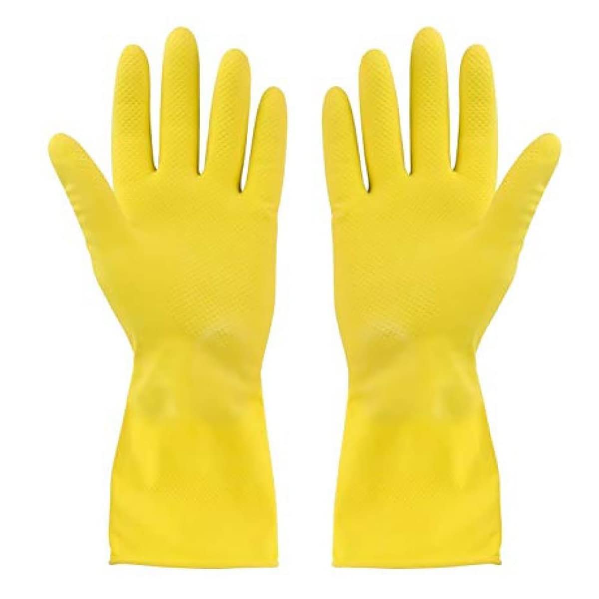 shree sahajanand Household Reusable Strachable Yallow Color Home&kitchen Use Cleanning|safty|skin Protect |washing |gardnning Safy Qupment Hand Rubber Gloves pair of (Large, 6)