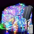 GLPE Solar String Lights Outdoor Waterproof, 66ft 200 LED Rope Lights USB & Solar Powered, 8 Modes Multicolor Fairy Lights with Remote for Christmas Garden Patio Deck Tree Pool Trampoline Wedding