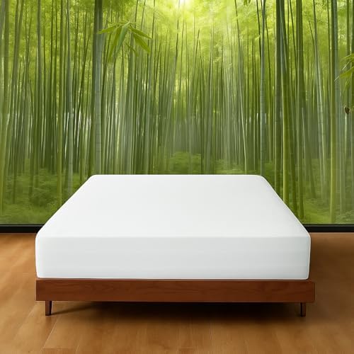 100% Viscose Derived from Bamboo Fitted Sheet Queen Size Only – 16 Inch Deep Pocket, Luxury Soft, Cooling & Breathable for Hot Sleepers ([White])