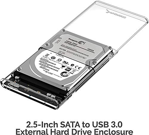 Sabrent 2.5-Inch SATA to USB 3.0 Tool-Free Clear External Hard Drive Enclosure [Optimized for SSD, Support UASP SATA III] (EC-OCUB).