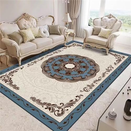 Tapis bleu 180x250cm lavable et moderne pour la décoration du salon