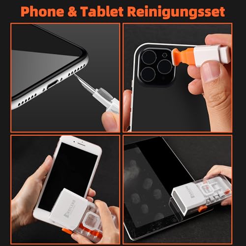 Ordilend Tastatur Reinigungsset, Alles in Einem Handy Laptop Reinigungsset, für iPhone Airpods Tastaturreiniger mit Bürste und Spray, Keyboard Cleaner for Tablet Computer PC Monitor Kamera mit Patent