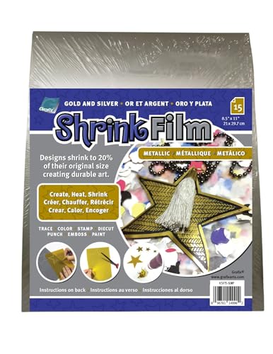 Image of Grafix Metallic Shrink Film, Silver Opaque, 8.5 x 11 in, Pack of 15