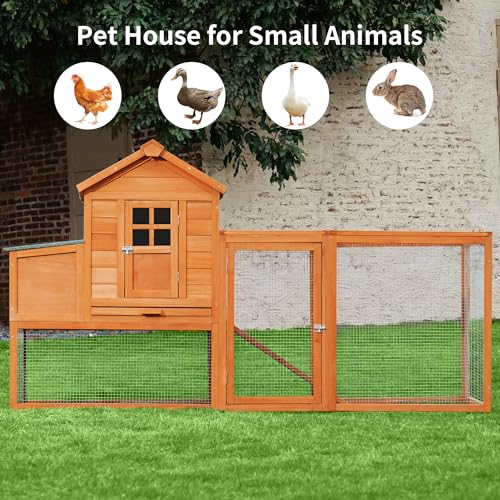 Breltam 79 Inch Chicken Coop Hen House Wooden Chicken House Poultry Cage With Run thumb #7
