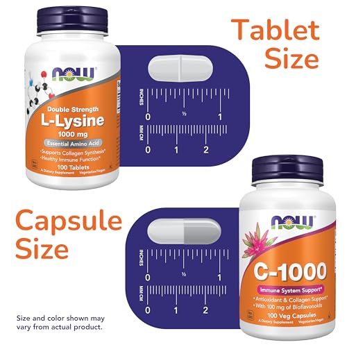 Image of Now Foods Structural & Immune Support Bundle*- L-Lysine + VIT C Supplements | L Lysine Tablets 1000mg, 100ct + Vitamin C 1000mg Capsules 100ct - Supports Immune System Health and Collagen Synthesis*