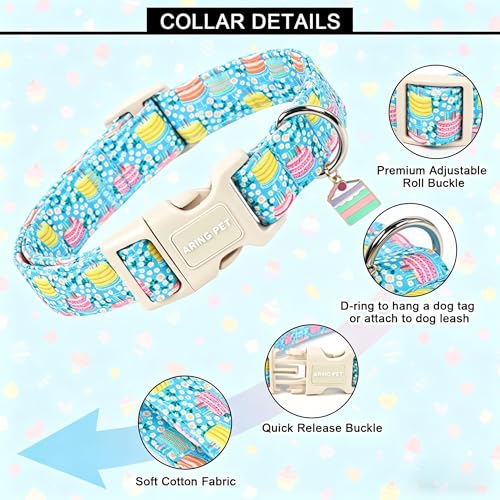 Image of ARING PET Happy Birthday Dog Collar, Cute Blue Cake Doggy Collars for Puppy Small Medium Large Boy Girl Dogs, for Dog Birthday Parties Photo Shoots Celebration Gifts-XL