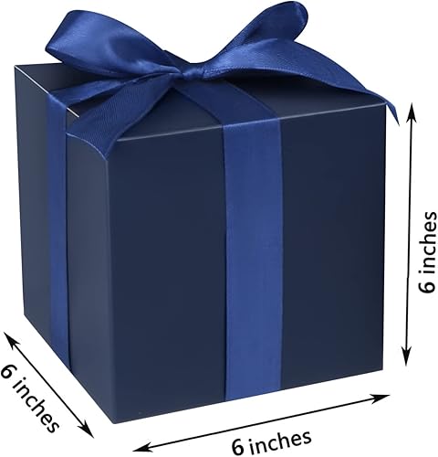 Miniatura 5 de COTOPHER Paquete de 25 cajas de regalo pequeñas de 6 x 6 x 6 pulgadas, cajas de regalo azules con tapas para regalos, manualidades, recuerdos de