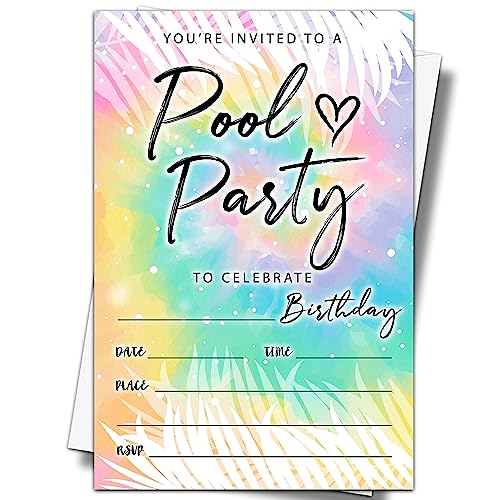 YSTEP Pool Party Birthday Invitations, 20 Invite Cards with Envelopes,