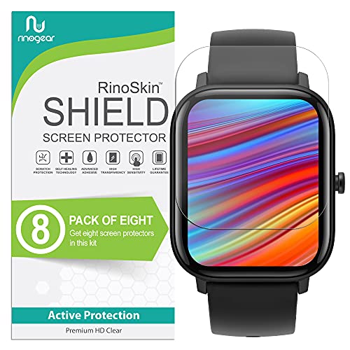 (8-Pack) RinoGear Screen Protector for Amazfit GTS Case Friendly Amazfit GTS Screen Protector Accessory Full Coverage Clear Film