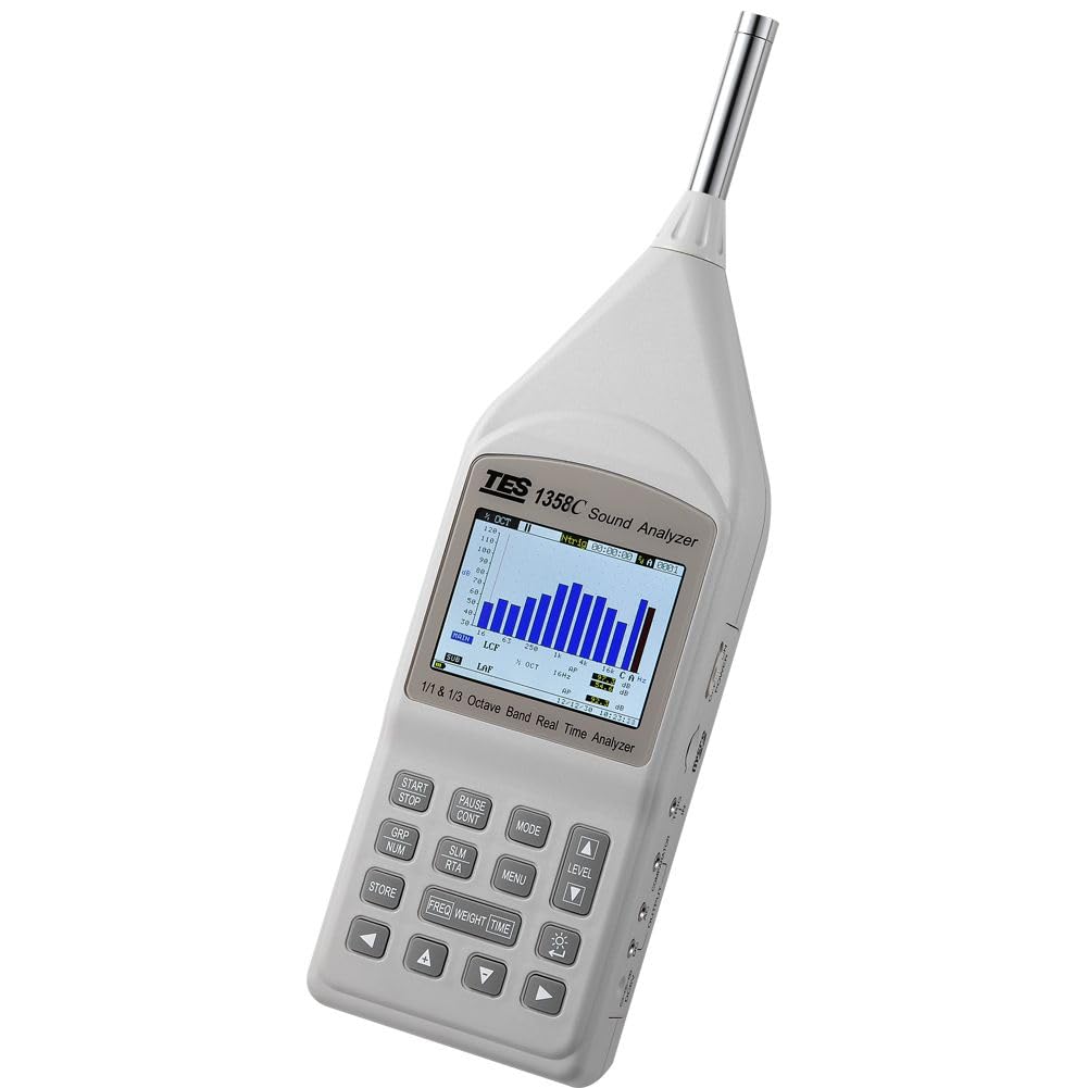 TES 1358C Sound Analyzer IEC 61672-1 Class 2 Standard. Real Time 1/1 & 1/3 Octave Band Analysis