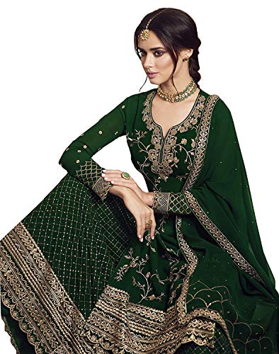 Image of Miss Ethnik Women's Black Faux Georgette Straight Kurta Palazzo & Dupatta Set