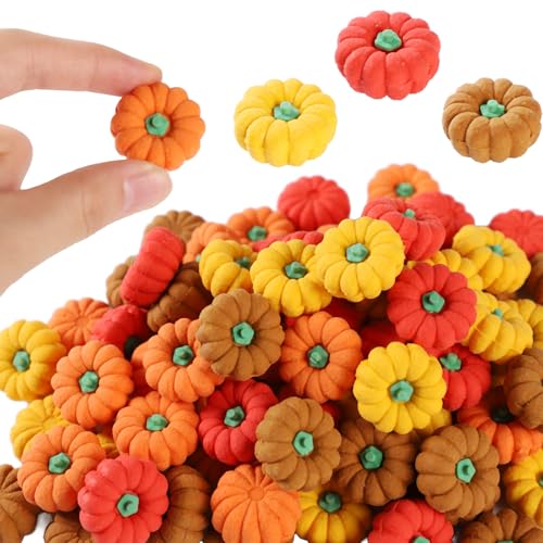 44Pcs 3D Pumpkin Erasers Bulk Halloween Fall Mini Erasers for Student Classroom Prizes Game Reward Treasure Box Trick or Treats Goody Bag Filler Party Favors (44PCS)