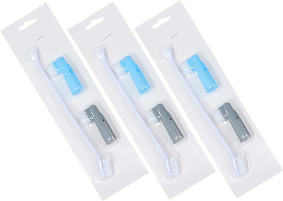 BESPORTBLE 3 Piece PET Toothbrush Set Angled Dual Brush Heads for Cats Dogs