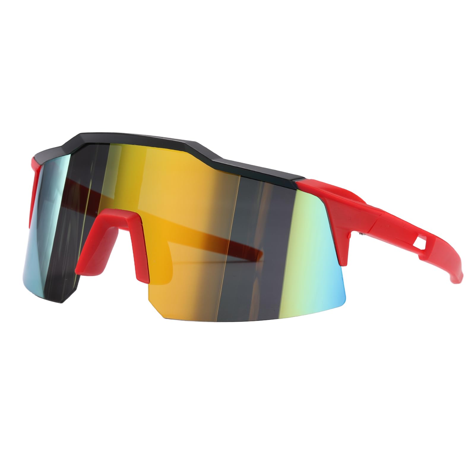 sourcing map Polarized Sports Sunglasses for Men Womens, UV400 Protection Cycling Sunglasses for Running Skiing Fishing Goggles, Orange/Red