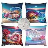 Wasserdichte Kissenhülle Für Den Außenbereich Kissenbezüge 45x45cm Kissenhüllen 4 Stück Love Beach Dekorativ Leinen Atmungsaktiv Kissenbezug Für Garten Terrasse Vorbau Balkon Sofa Kissen E-318