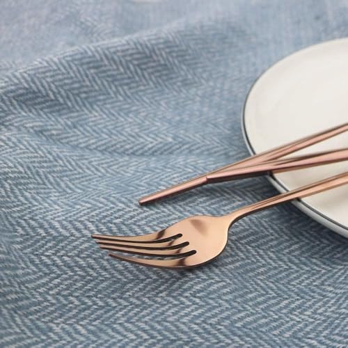 Image of 24-Piece Flatware Set, Stainless Steel Knife Fork Spoon, Home Dinnerware Tableware Set for 6,Stainless Steel Cutlery Set for Home, Kitchen, Restaurant, Utensils (Rosegold)