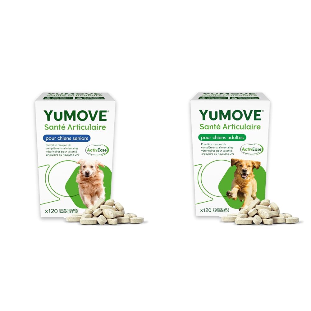 YuMOVE Condroprotector Perros Adulto + Senior Superpack - Pack 120+120 Comprimidos - ActivEase Mejillón Labio Verde Perros - Glucosamina Condroitina Perros - Soporte Articulaciones Perro Diario Total