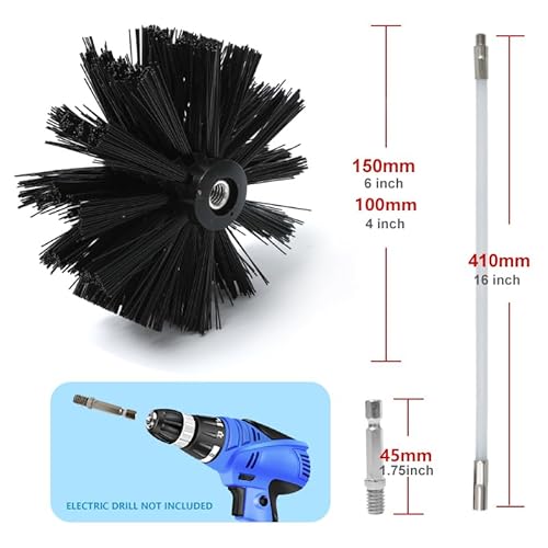 Particle Furnace Cleaning Brush, 4"/6" Brush,Chimney Brush,Dryer Vent Cleaner Kit,Flexible Rods (15PcsRods+1Pcs 4"+1Pcs 6" Brush) - Image 6