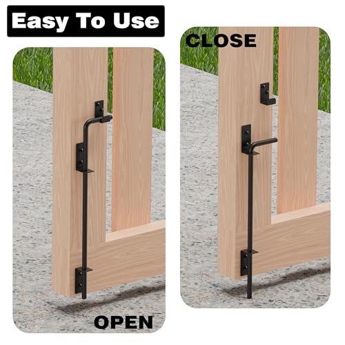 Image of 18 Inch Cane Bolt Gate Drop Rod, Square Heavy Duty Gate Latch, Cane Bolts for Wood Vinyl Metal Fences Gates-(Black Finish,1 Pack)