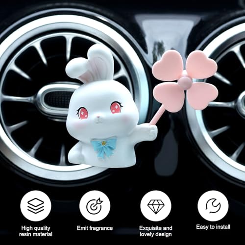 Image of Cute Rabbit Car Air Vent Clip, Creative Car Air Conditioning Outlet Clip Decoration, Universal Dashboard Trim Clip for Cars
