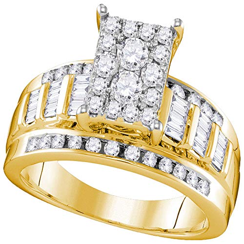 Solid 10k Yellow Gold Round Diamond Cluster Bridal Wedding Engagement Ring Band 1/2 Ct.