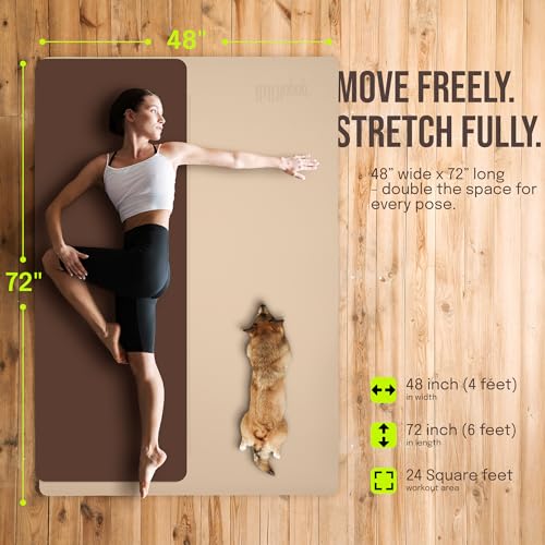 Image of Gogokiwi Large Yoga Mat (6'x4') - 1 /4 inch & 1 /2 inch Thick Exercise Mats for Home Workout, Extra Wide Workout Mats for Home Gym, Yoga, Pilates, Stretching, Floor & More
