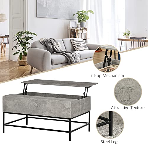 Homcom Modern Lift Top Coffee Table With Hidden Storage Compartment And Metal Legs, For Living Room, Home Office, Grey #TOP3