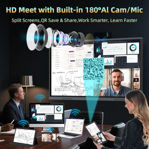 Image of 65 inch Smart Board Google EDLA-Certified 4K Interactive Whiteboard SmartBoard for Classroom & Office Business, Android 14 Touchscreen with 13MP AI Camera 8G RAM+64G ROM, 40-Points, Wall Mount Included