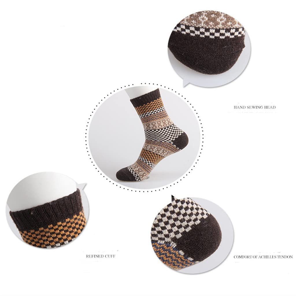 5 Pares/Lote Hombres Calcetines Invierno Grueso cálido Raya Calcetines de Lana Calcetines Casuales de Calcetines de Macho (Color: 5 Pares Tamaño: Un tamaño)