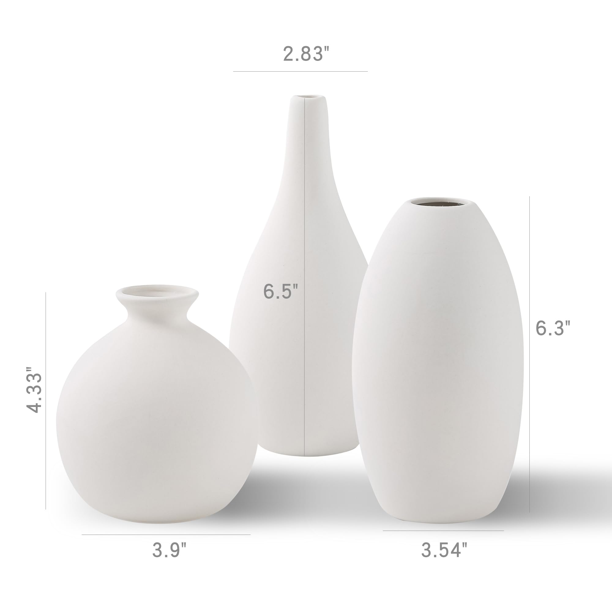 Amazon.co.jp: SiegenPro ホワイトセラミック花瓶3個セット、農家の